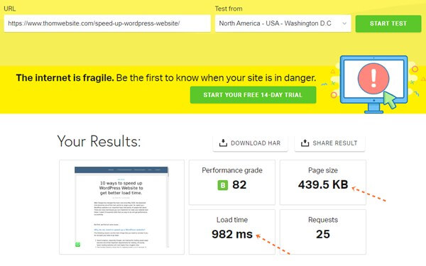 page speed test