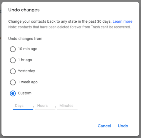 how to retrieve contacts from google