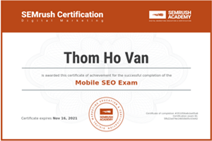 Mobile SEO certificate