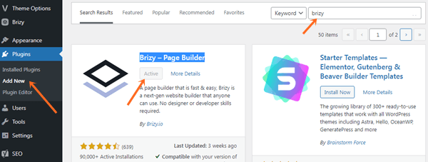 brizy page builder plugin